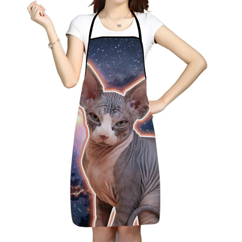 Funny Sphynx Cat Kitchen Apron Finn Wolfhard Funny Oxford Fabric Aprons For Men Women Home Cleaning Tools Creative Gifts 9.29