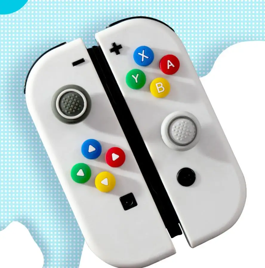 حقيبة جلد ملصق مفتاح ABXY للتبديل Oled NS ، Joy-Con ، عصا الإبهام ، غطاء قبضة ، سيليكون ناعم ، D-Pad ، زر متقاطع ، تصميم جديد