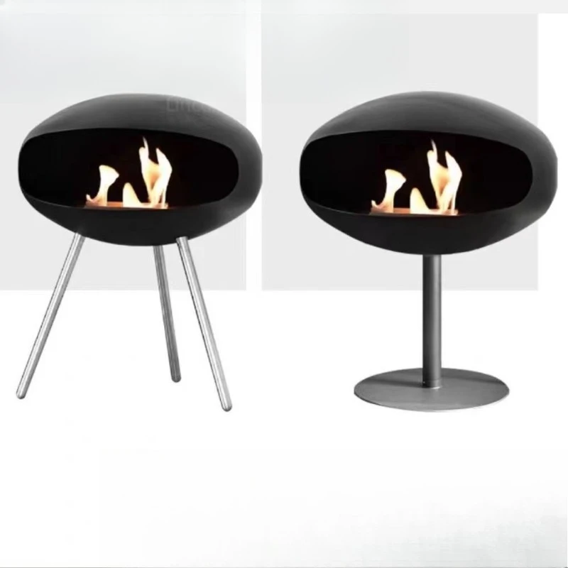

Standing fireplace artist household alcohol fireplace real fire decorative brazier wooden feet metal feet two optional