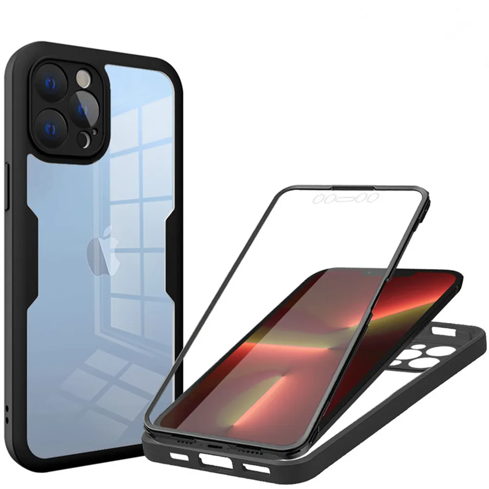 

360 Full Protection Double Sided Case for iPhone 16E 14 15 16 Pro Max 13 12 11 XR Xs Max TPU Clear Case for iPhone 14 Plus