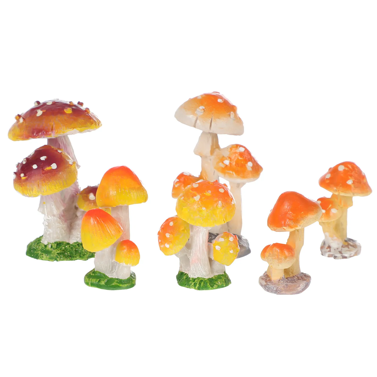 6Pcs Mini Mushroom Resin Craft for Fairy Garden Micro Landscape Decoration Creative Bonsai Table Desk Window Shelf Decor