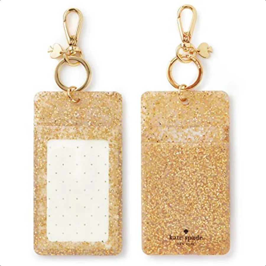 

Id Badge Clip Key Chain Silicone Keychain Accory Gold Glitter