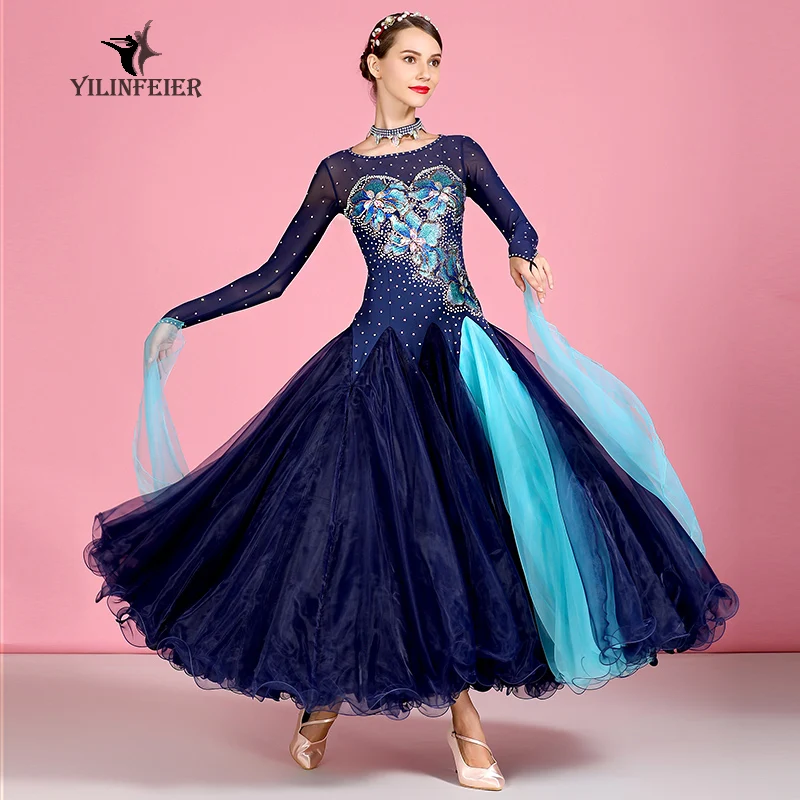 

Imitation Austrian Diamond Boutique Modern National Standard Dance Performance Dress Chinese