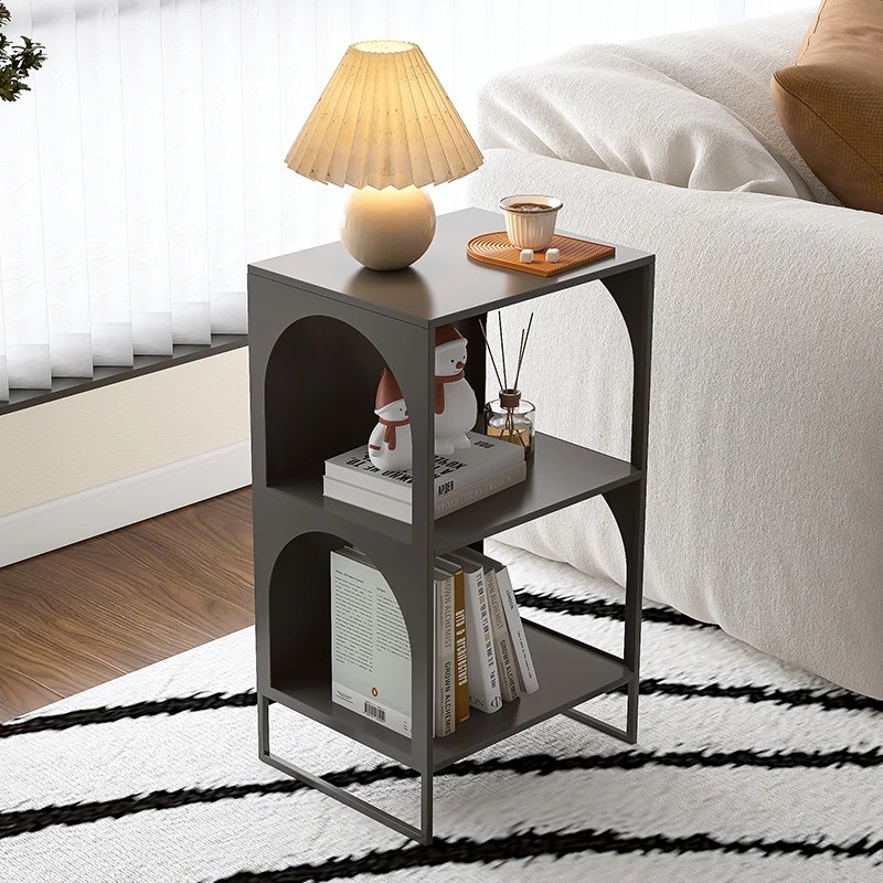

Modern Multifunctional End Table Living Room Metal Magazine Rack Nordic Style Corner Accent Table for Space Saving Bookshelf