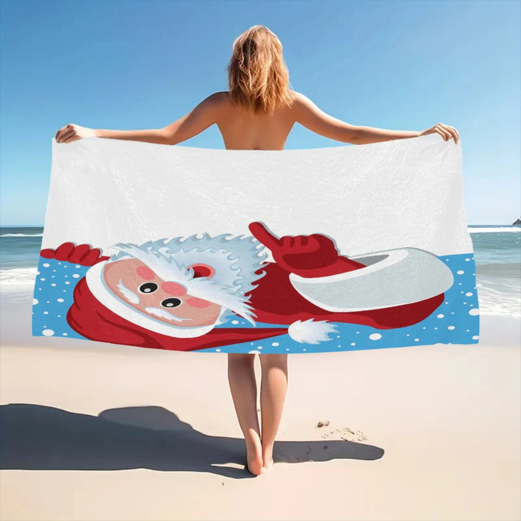 

Quick Drying Beach Towels for Father, Christmas and Happy, Oversized Printing Towel, Super Absorbent Pool Blanket, 30x60in
