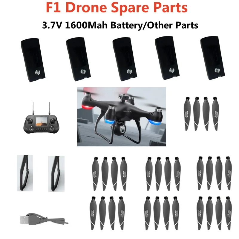 Pièces de rechange pour Drone F1 RC, accessoires, batterie 3.7V 1600Mah, hélice, contrôleur de train terrestre pour télécommande F1, pièces de quadrirotor