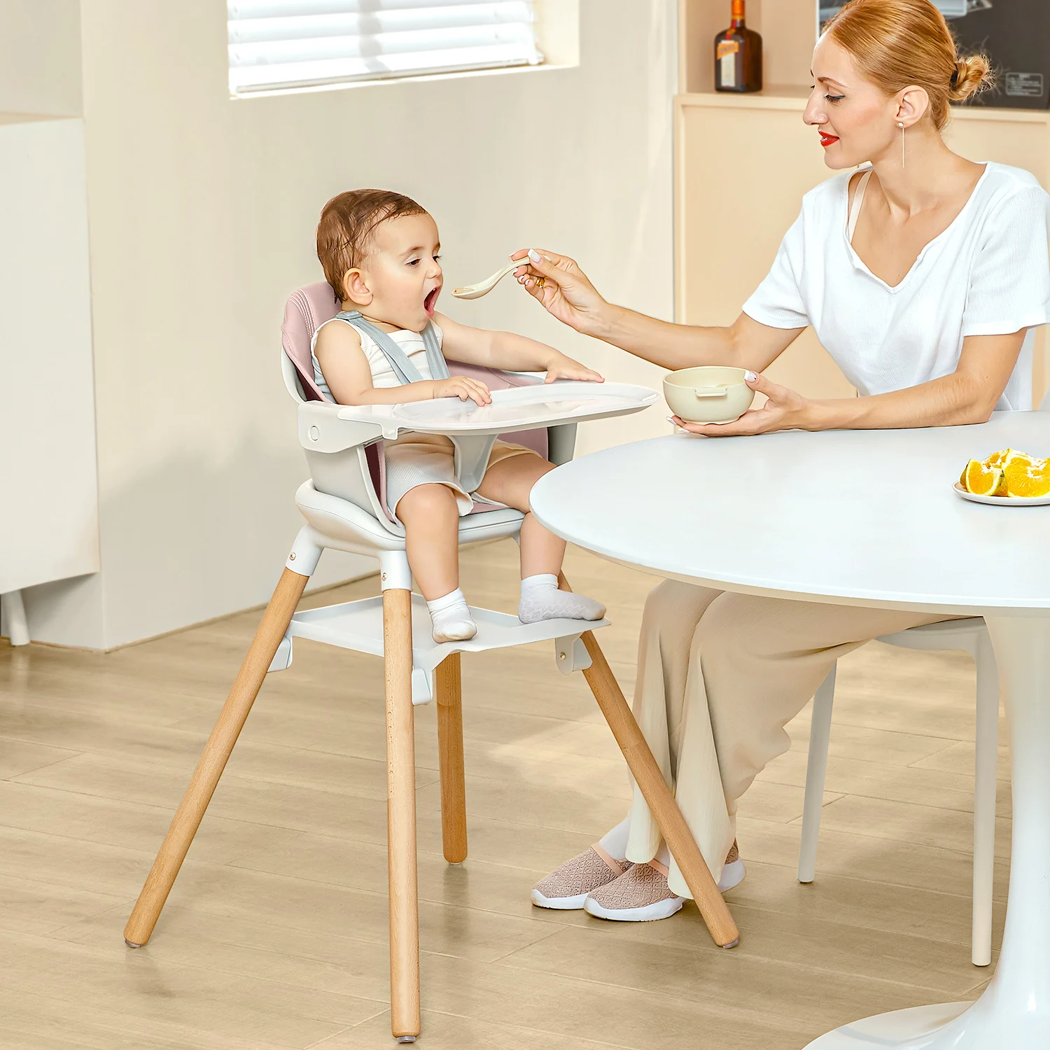 Hot sell wooden baby feeding high growth chair Adjustable multi-functional luxury baby dining chair manufacturer cheap