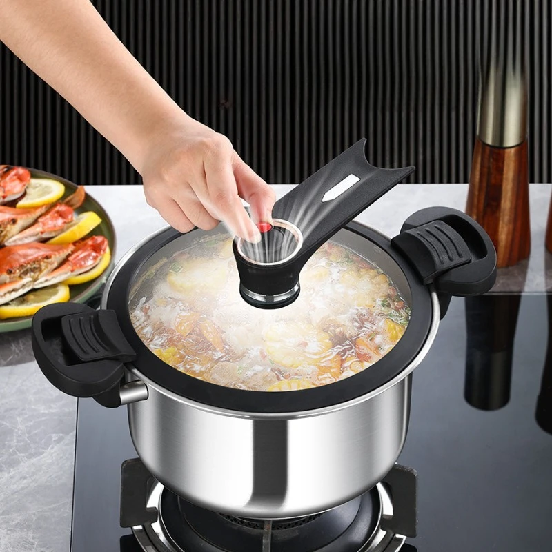 

New Large Capacity Pressure Boiler Stove Universal 304 Micro Pressure Pot Multi functional Double ear Soup Pot Home Thickened