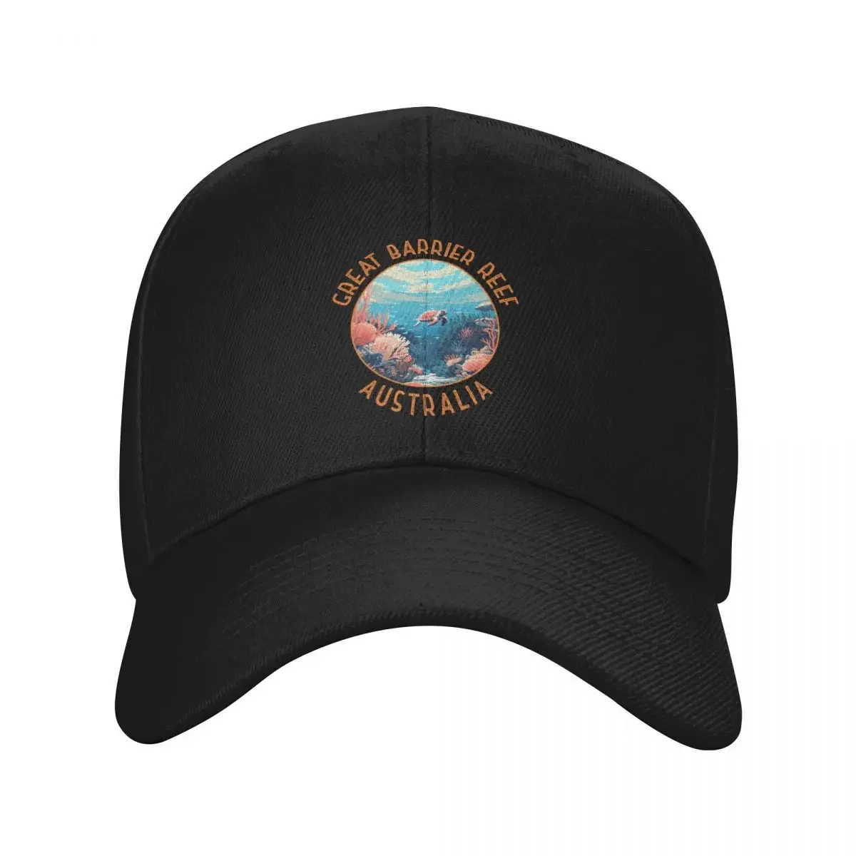 

Great Barrier Reef Australia Retro Distressed Circle Baseball Cap Beach Bag Luxury Cap fishing hat cute Men Golf Wear Women's