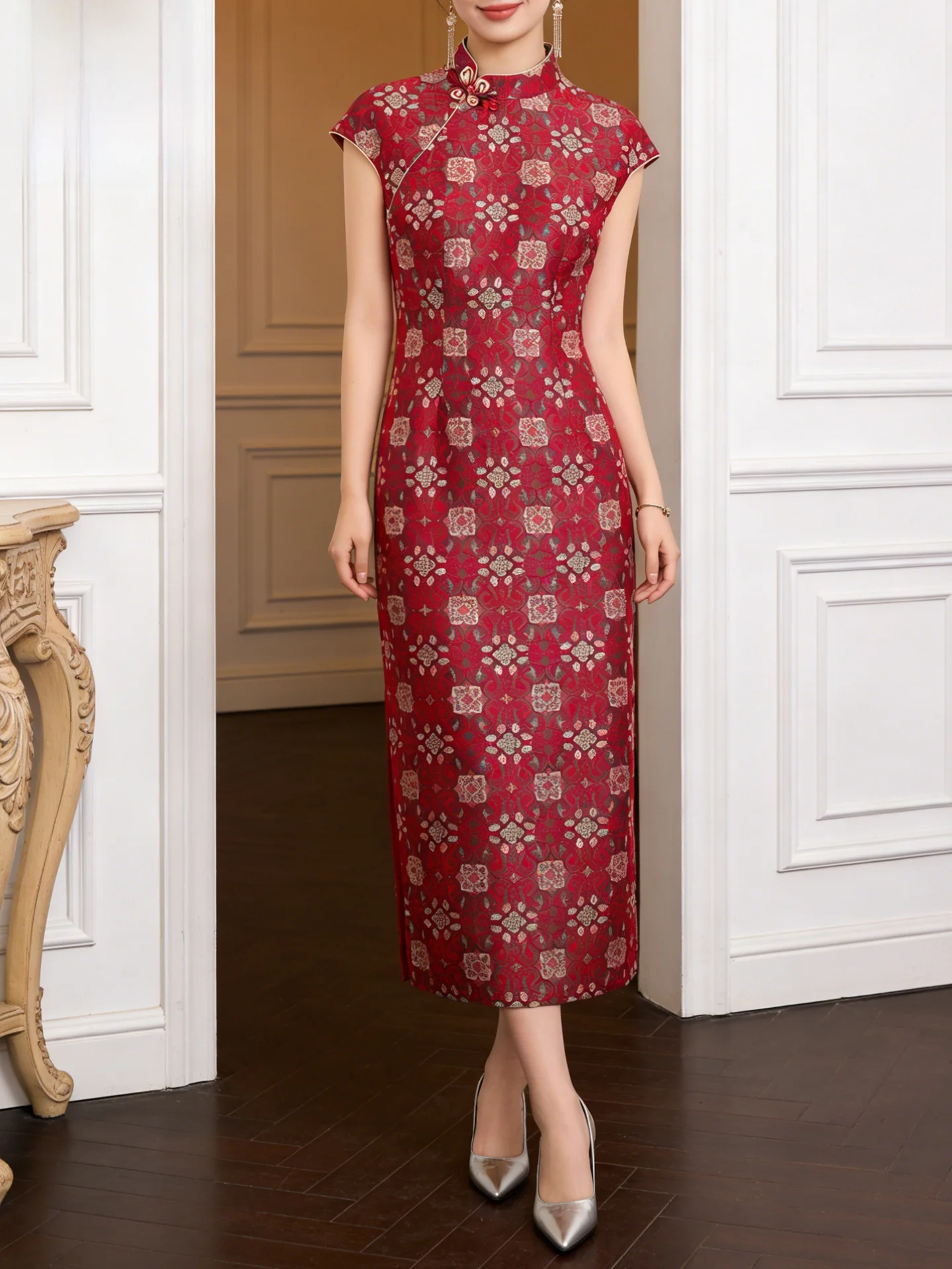 

Новое китайское вечернее платье для матери невесты, элегантное миди-платье для свадебных торжеств