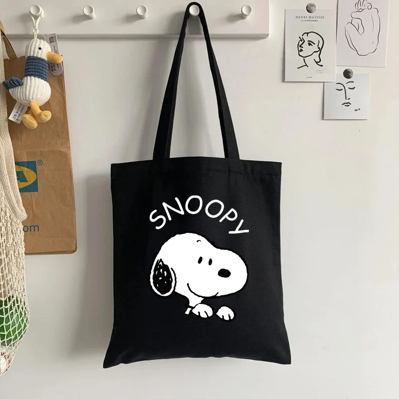 2024 Cartoon Snoopies Women\'s Canvas Shopping Bag Large Capacity Tote Bag Casual Ladies Hand Bags Shoulder Bag Women\'s Handbags