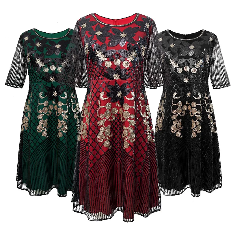 

Retro 920s Sequin Dr Women's Performance Gown High End Bright Sparkle Skirt Suit Polyester Material Summer Collection