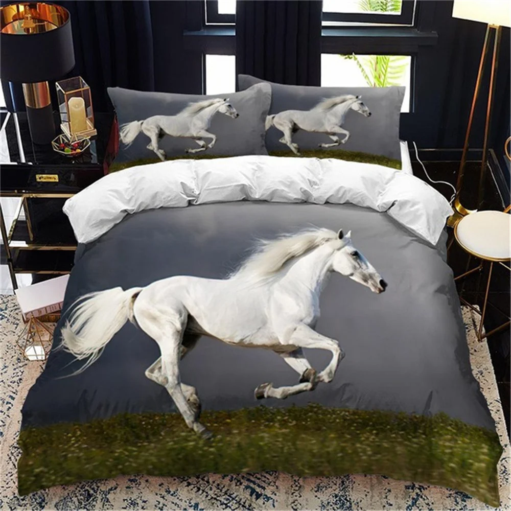 White Horse Bedding Set Queen Bedding Duvet Cover Set Bedding Set Bed Cover Queen Bedroom Bed Cover Set Bed Set Bedding