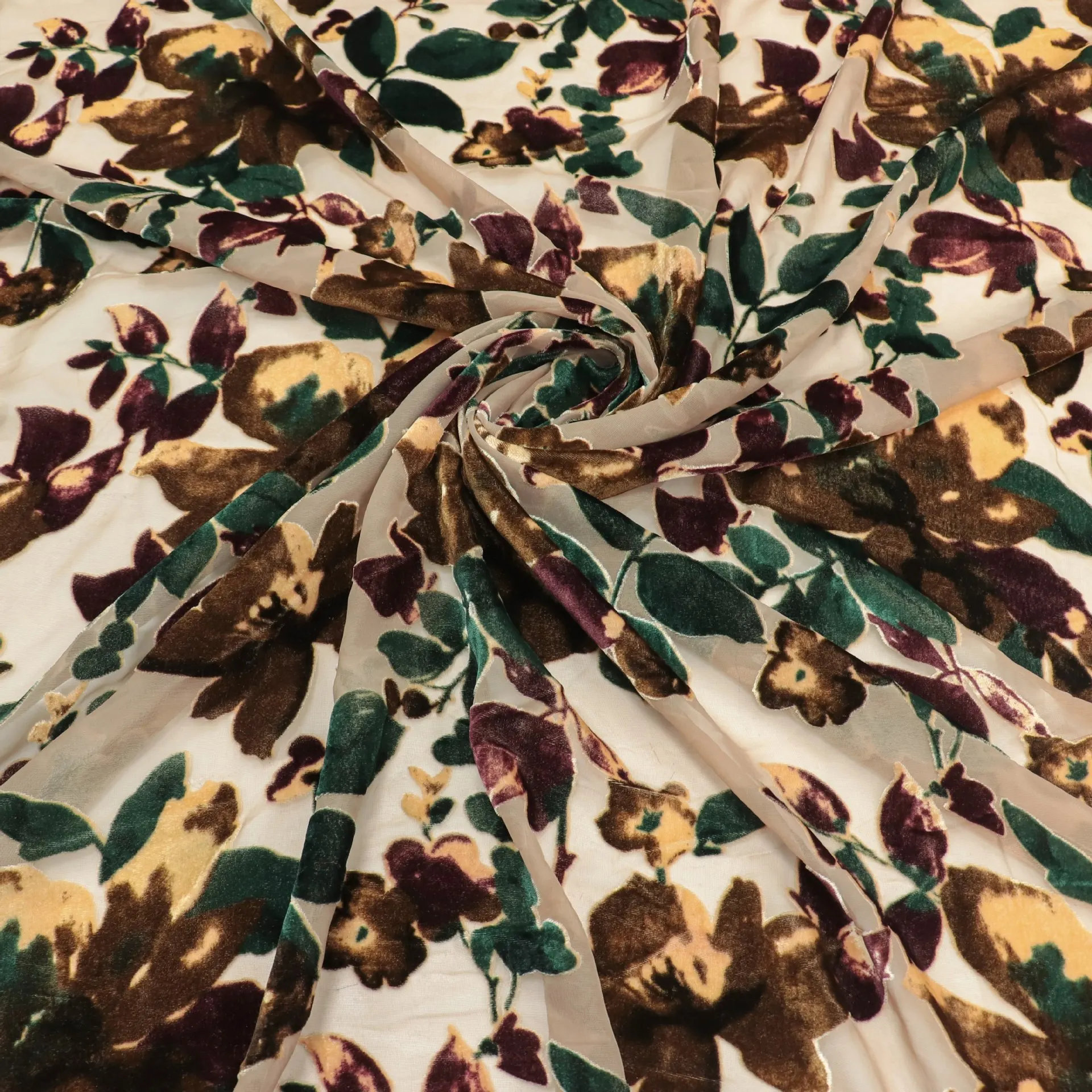

8823 Woven Velvet Brocade Sticky Velvet Printed Burnt out Burnt Velvet Fabric Nightdress Cheongsam
