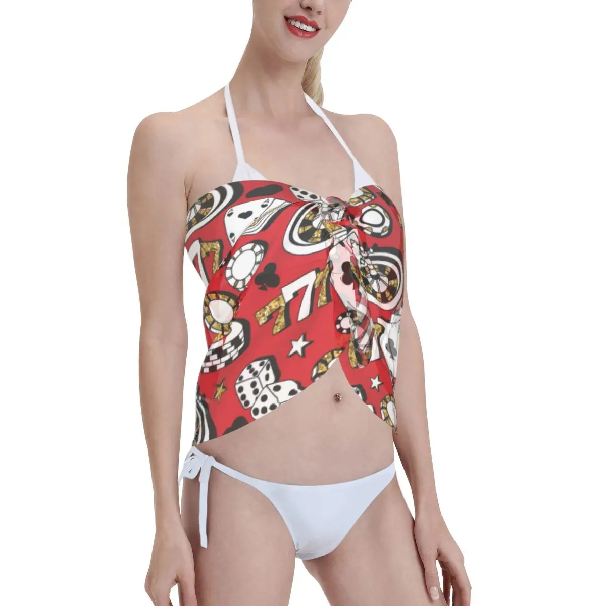 Cartes de Poker personnalisées pour femmes, Sarongs courtes, enveloppe de plage, impression 3D, jeu amusant pour maillots de bain, robes portefeuille pour Bikini, Cover-up pour maillot de bain
