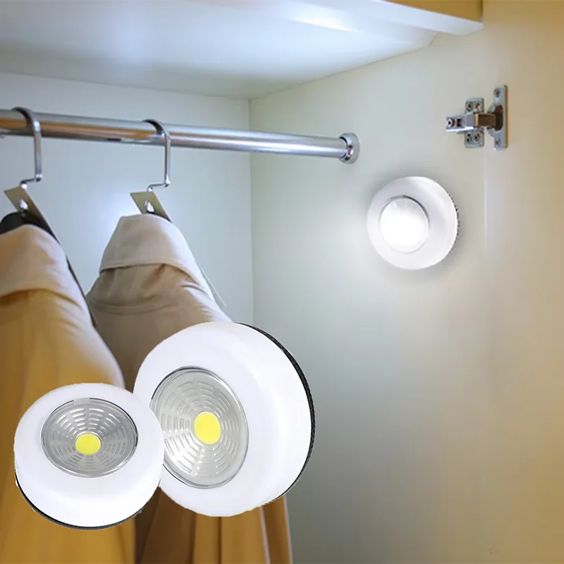 

LED White Round Night Light Mini Drawer Light Easy Installation Touch Lighting Cabinet Light Bedside Night Light Emergency Light