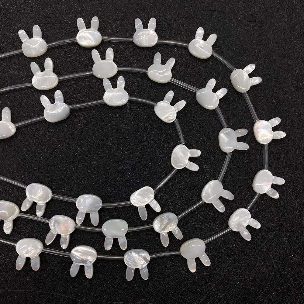 Natural Seawater Shell Beads Rabbit Shape Charms Bead Jewelry Making DIY Necklace Bracelet Earrings Bunny Head Black Shell Beads