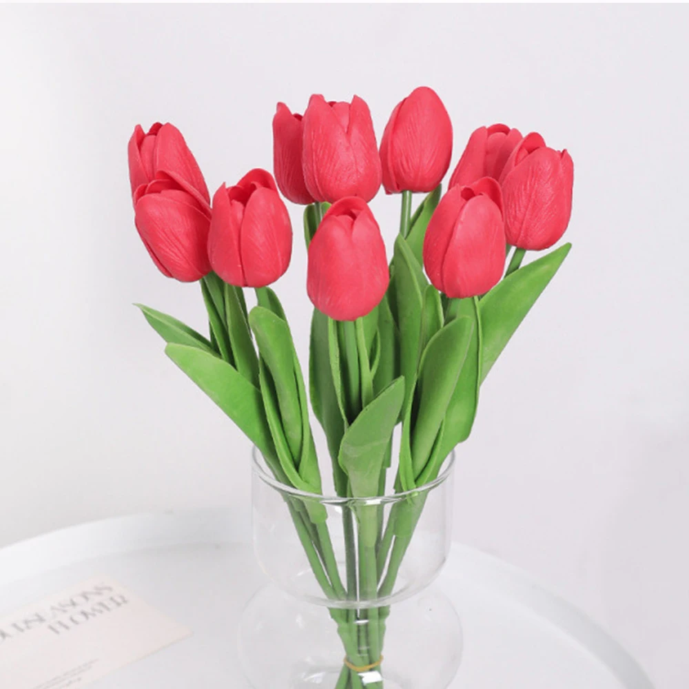 10 Stück Tulpenblumen, künstlicher Tulpenstrauß, PE-Schaum, künstliche Blumen für Hochzeitszeremonie, Dekoration, Heim, Garten, Blumenstrauß, Dekoration – Detail 7