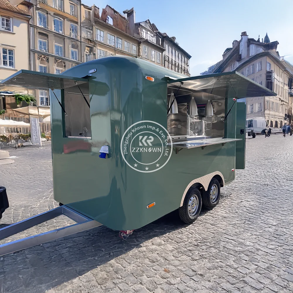امتياز شاحنة الطعام المتنقلة فان المطبخ المحمول هوت دوج عربة شواء الشارع تقديم الطعام شواء البيتزا مقطورة الغذاء مجهزة بالكامل