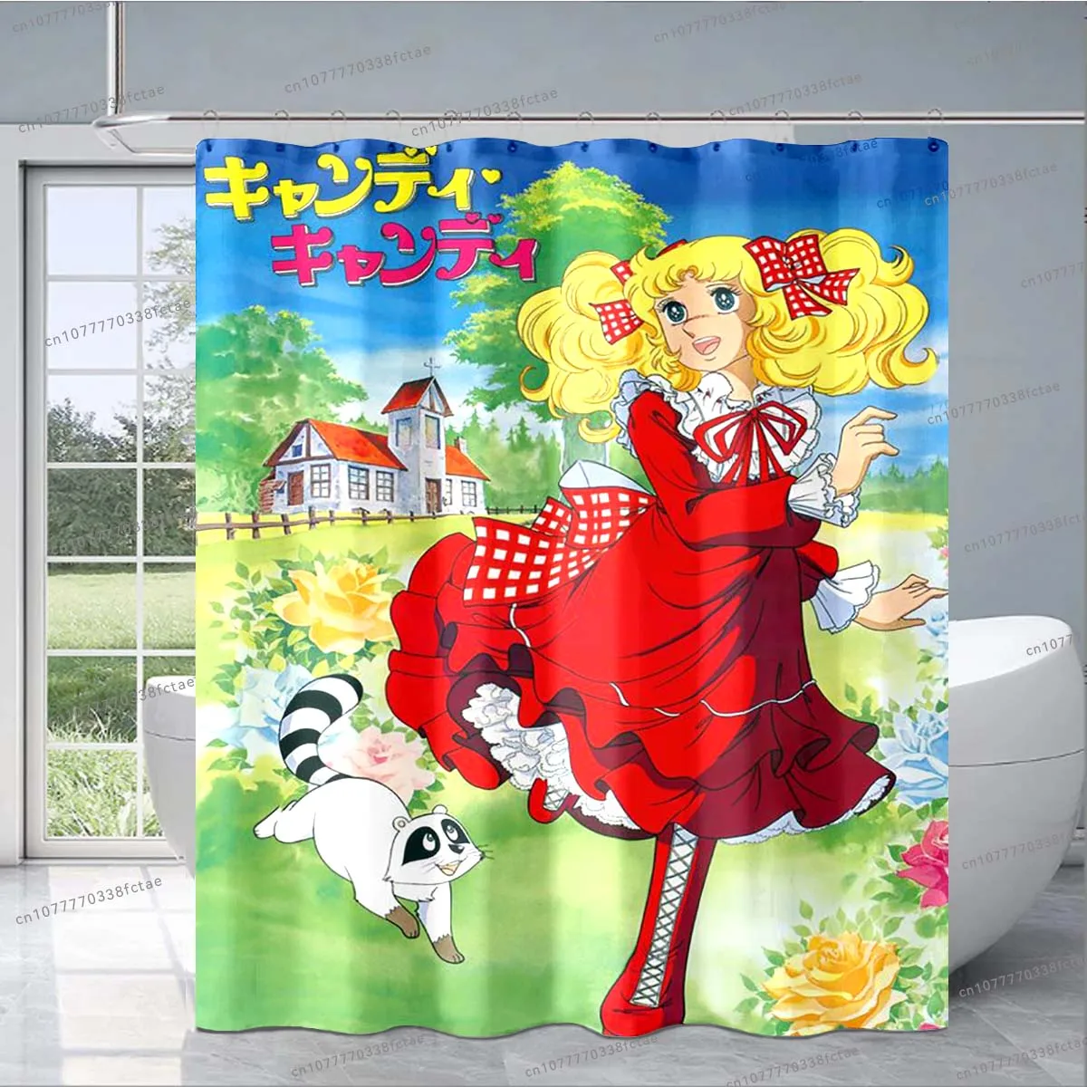 Cute Cartoon Candy Candy Anime Shower Curtain Japanese Comic Kawaii Shower Curtain Children\'s Bathroom Decoration Shower Curtain