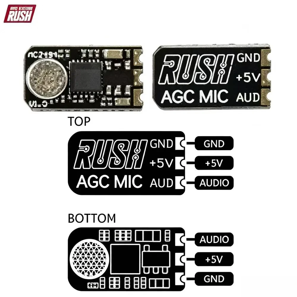 RUSHFPV External AGC Microphone Module 5V Ultra Small Noise Reduction Mic For RUSH TANK Series Mini VTX FPV Racing Drone Parts