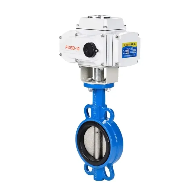 DC24V AC220V 4-20ma Water Flow Control Cast Iron Wafer 8 Inch Electric Butterfly Valve