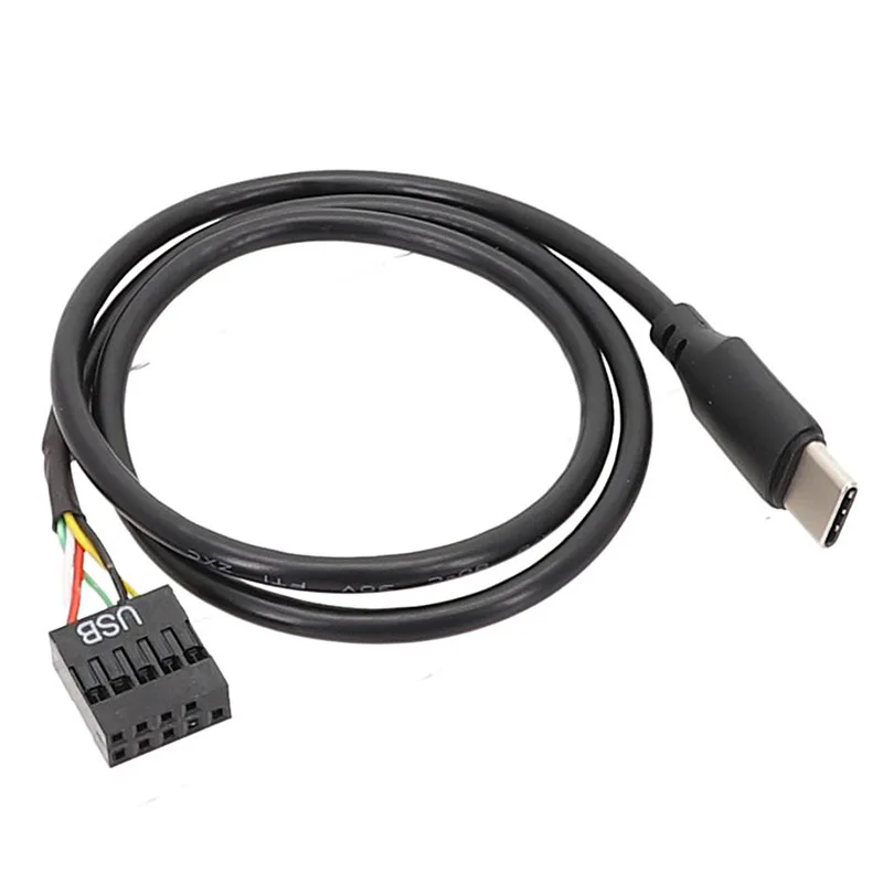 Angitu Front Panel USB 9Pin to Type C Cable Motherboard 9Pin to Type C Male Shielded Data Cable USB 9Pin USB/Type C Adatper-50cm