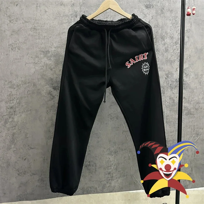 

Saint Red Letters Logo Print Sweatpants Men Women Jogger Drawstring Trousers Pants