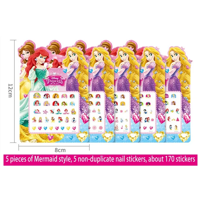 Autocollants pour Ongles de Dessin Animé Disney Frozen pour Enfant, Stickers de Maquillage de Princesse Minnie, Jouets d'Action, Cadeaux de Vacances