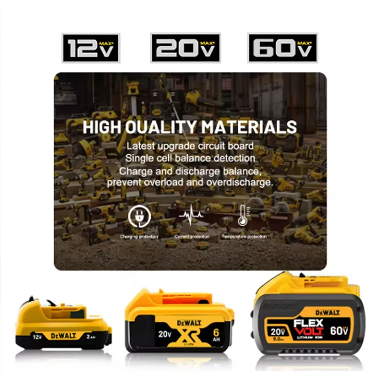 

Original DEWALT 20V battery, 6AH, rechargeable lithium-ion battery DEWALT charger DCB115 DCB118 DEWALT20V-60V tool battery