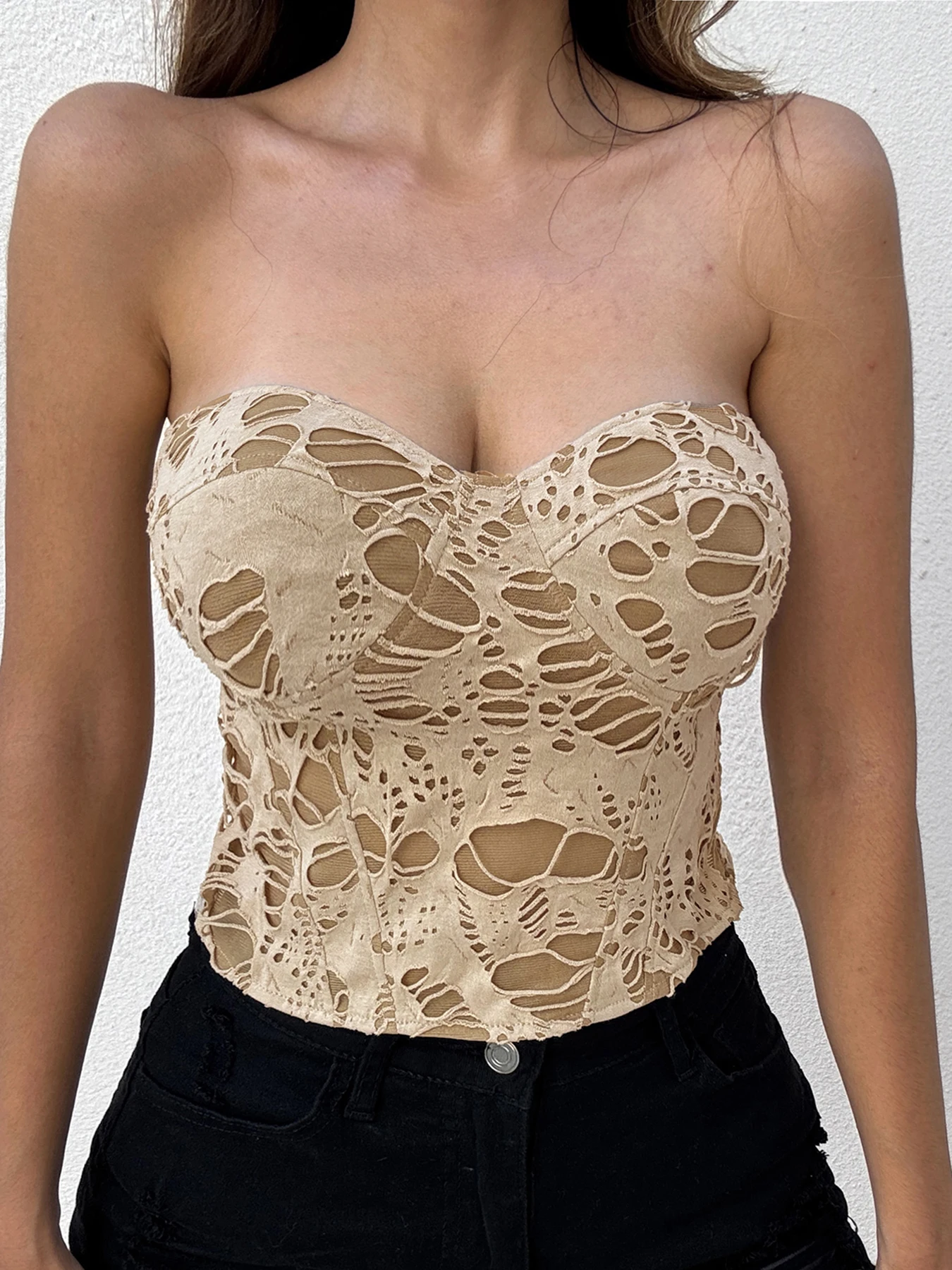 

Sweetown Fashion Hollow Cut Slim Fit Women Chic Straps Tops Retro Sexy Backless Hottie Trendy Blouses