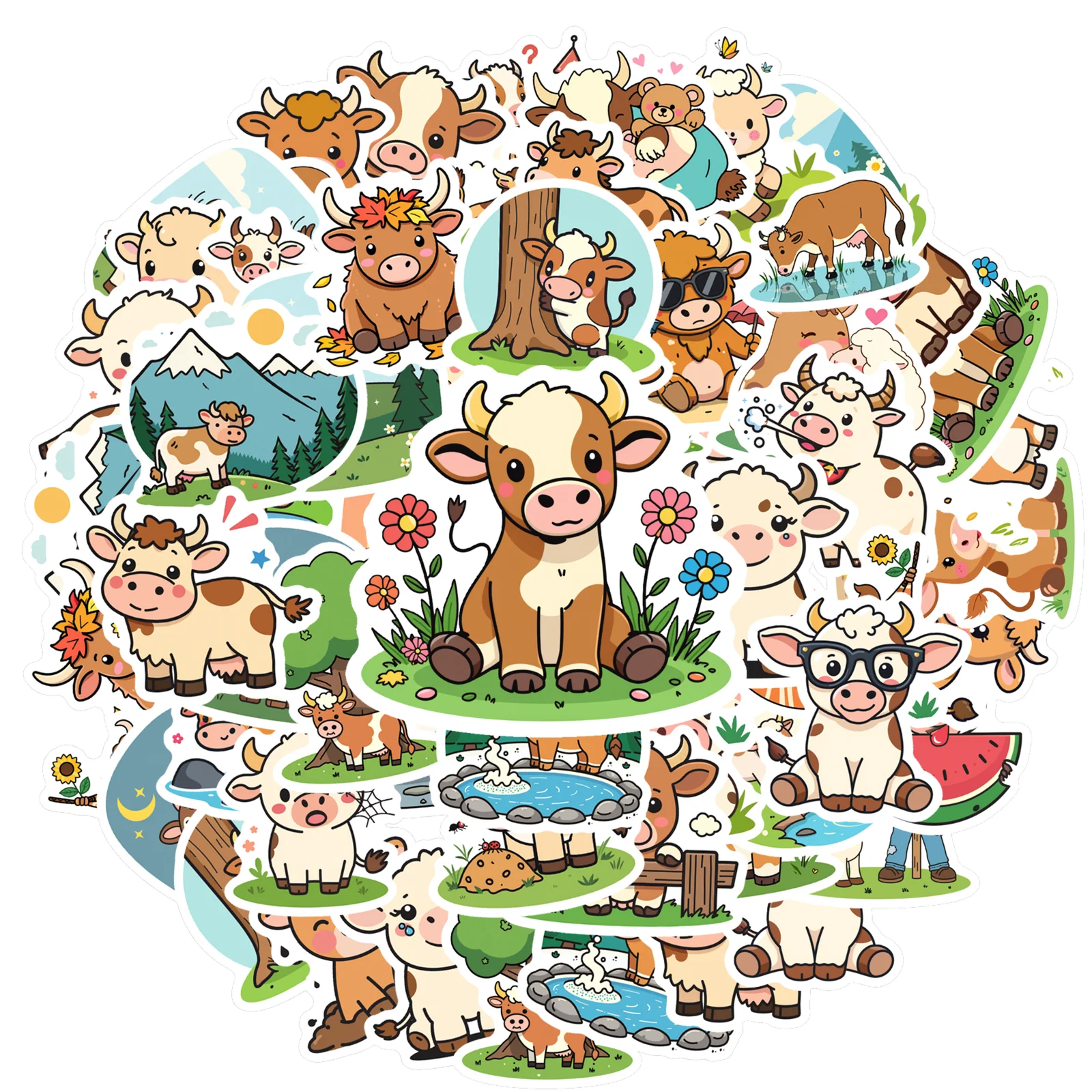35 قطعة-100 قطعة ملصقات الحيوانات غريب الأطوار البقرة الرعوية القرطاسية ملصقات المعلم مكافأة ملصقات للجيتار المحمول خوذة الكمبيوتر المحمول