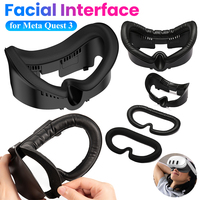 3-In-1 Face Mask Cover PU Leather Ice Silk Fabric Replacement Foam Pad Mask Face Cushion for Meta Quest 3 VR Glasses Accessories