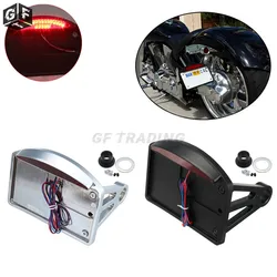 Brand New Billet Aluminum Side Mount License Plate Holder LED Tail Brake Light Frame Bracket For Harley Customs Choppers Black