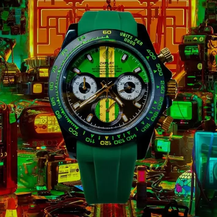 OKPLAY Men Chronograph Watch Pilot 39.5mm Quartz Wristwatch Luminous Sapphire Mirror 100M Waterproof VK63