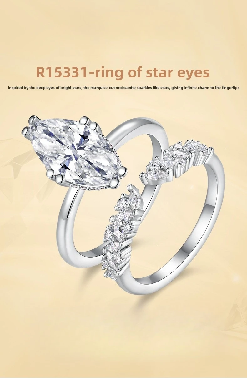 

S925 Silver White Gold Plated 3CT D Color Micro-Pave Moissanite Premium Stacking Women's Ring, Exquisite Jewelry.