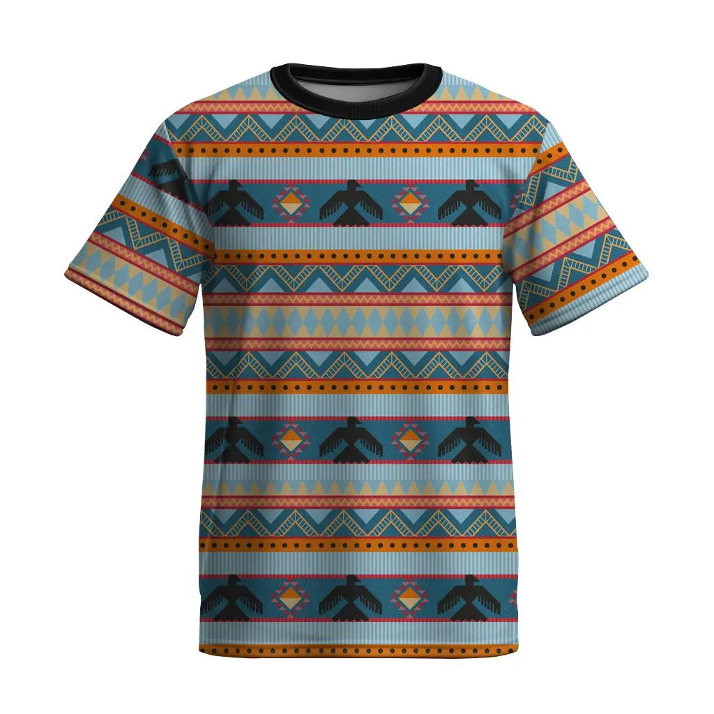 Vintage Ethnic Print Men\'s T-shirt Summer Round Neck Casual Sweatshirt For Male Daily Loose Short Sleeve Tees Basic Jersey Tops