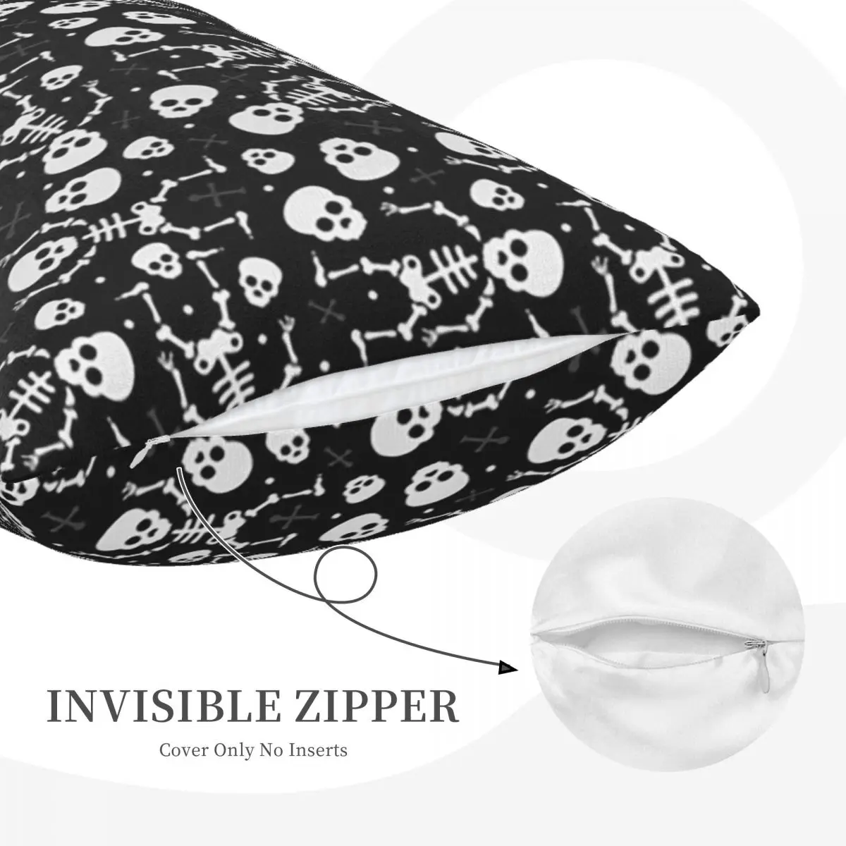 Skull Floral Rose Thorn Gothic Rectangle Pillowcase Cushion Cover Decorative Bedroom Bed Home Comfort Throw Pillow