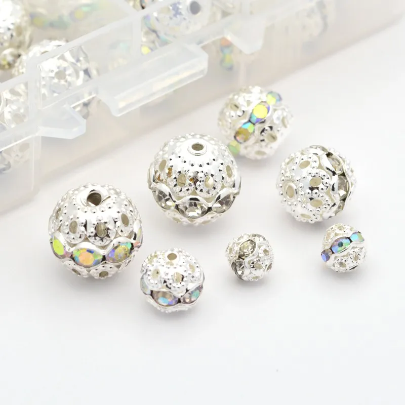PandaHall 100pcs Grade A Brass Rhinestone Beads  Mixed Style Beads 12mm for DIY Jewelry Making