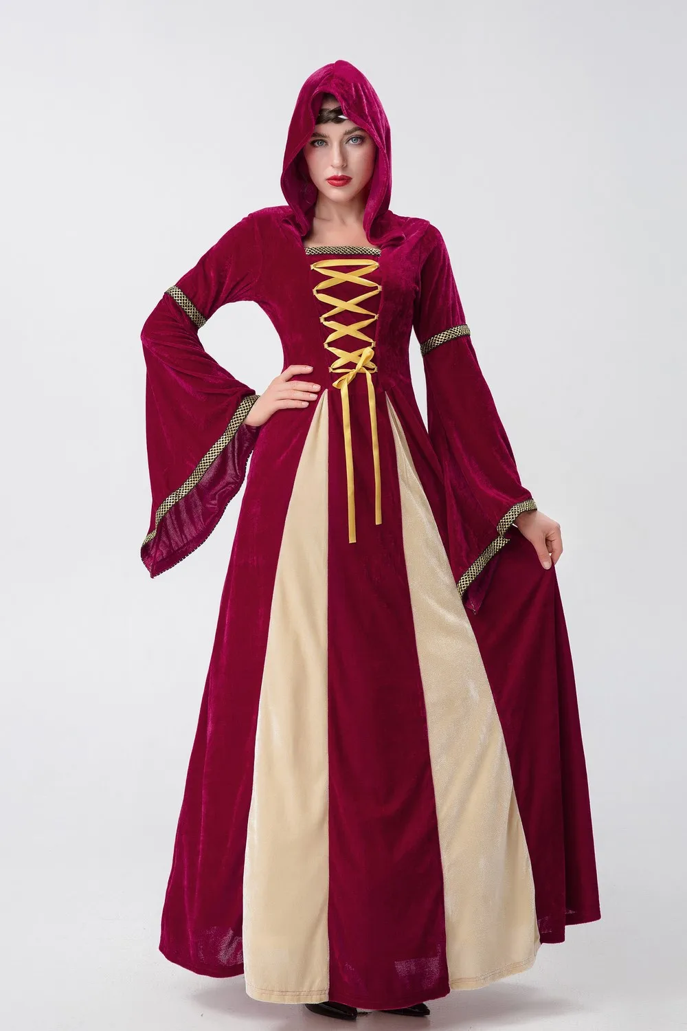 Halloween Medieval Vintage Court Queen Dress Vampires Costume