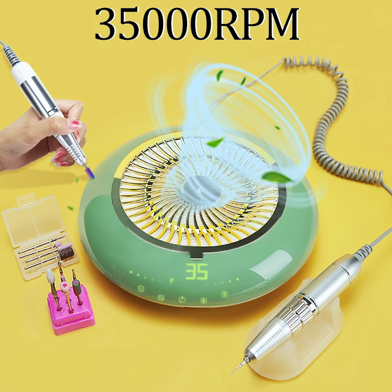 35000RPM Electric Nail Drill Machine With Manicure Drill Touch Screen Nail Dust Collector Function Professional Manicure Tools