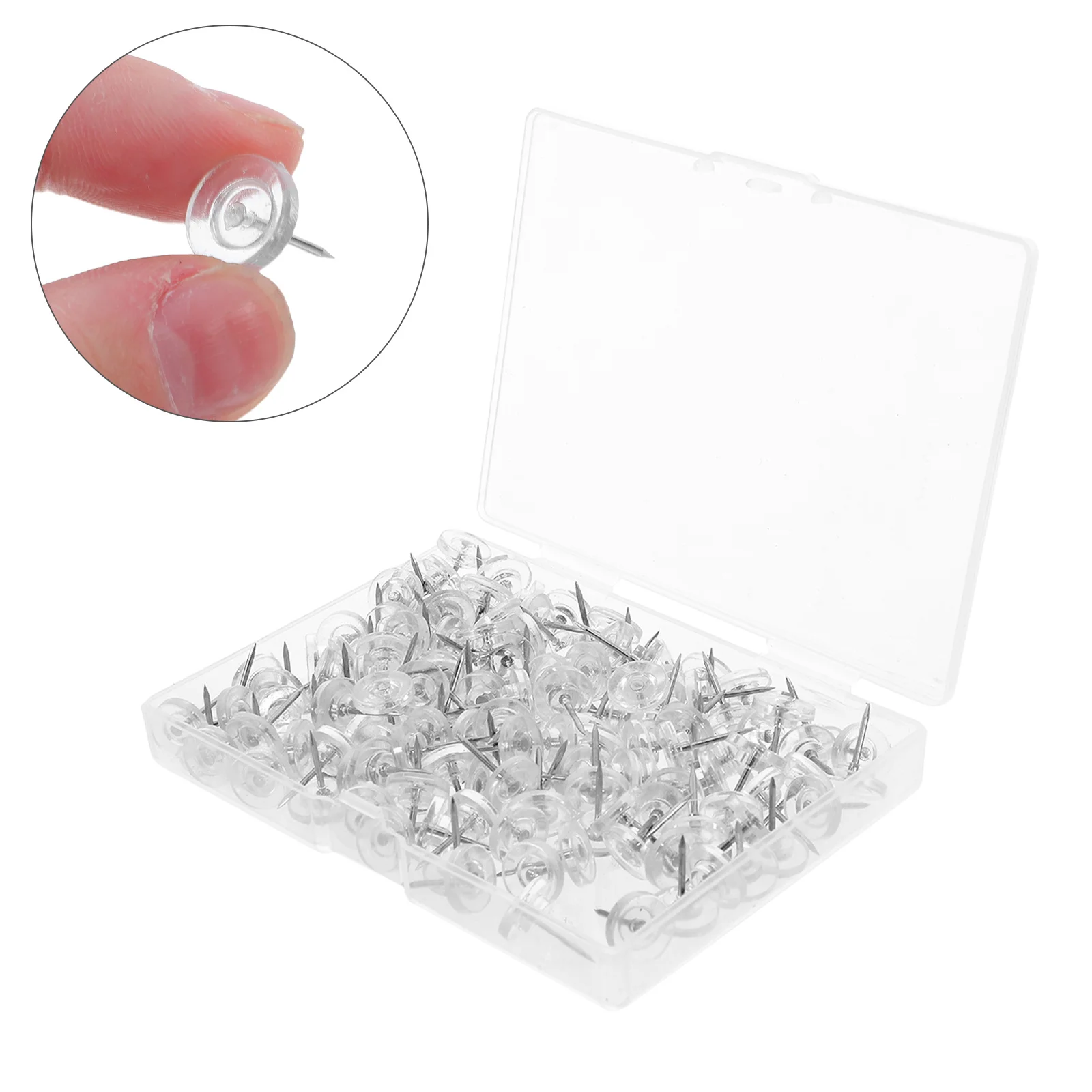 

300Pcs Clear Plastic Head Steel Point Push Tacks Modern Decor for Bulletin Board Photos Maps Calendar Hangings