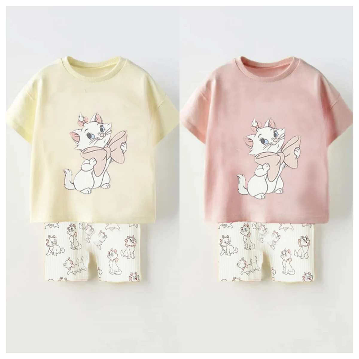 

Cute Cartoon Girl Set With Summer Short Sleeved Baby Top And Baby Shorts 2 Pieces Of Casual And Fashionable Children's Clothing