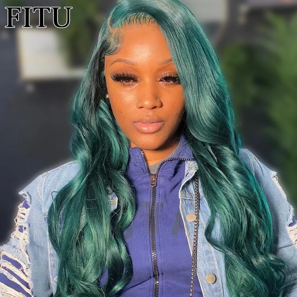 

Transparent 13x6 13x4 Dark Green Lace Front Human Hair Wig Body Wave Wigs For Women HD 5x5 Lace Closure Preplucked Wigs Colored