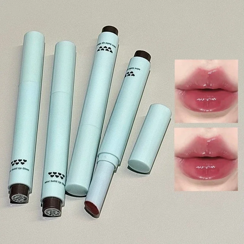 4色展開 ソリッドリップグロススティック ミント ノンスティッキー グラスシャイン リップバーム 保湿 ウォーターライト リップスティック ティント ナチュラルルック メイクアップ