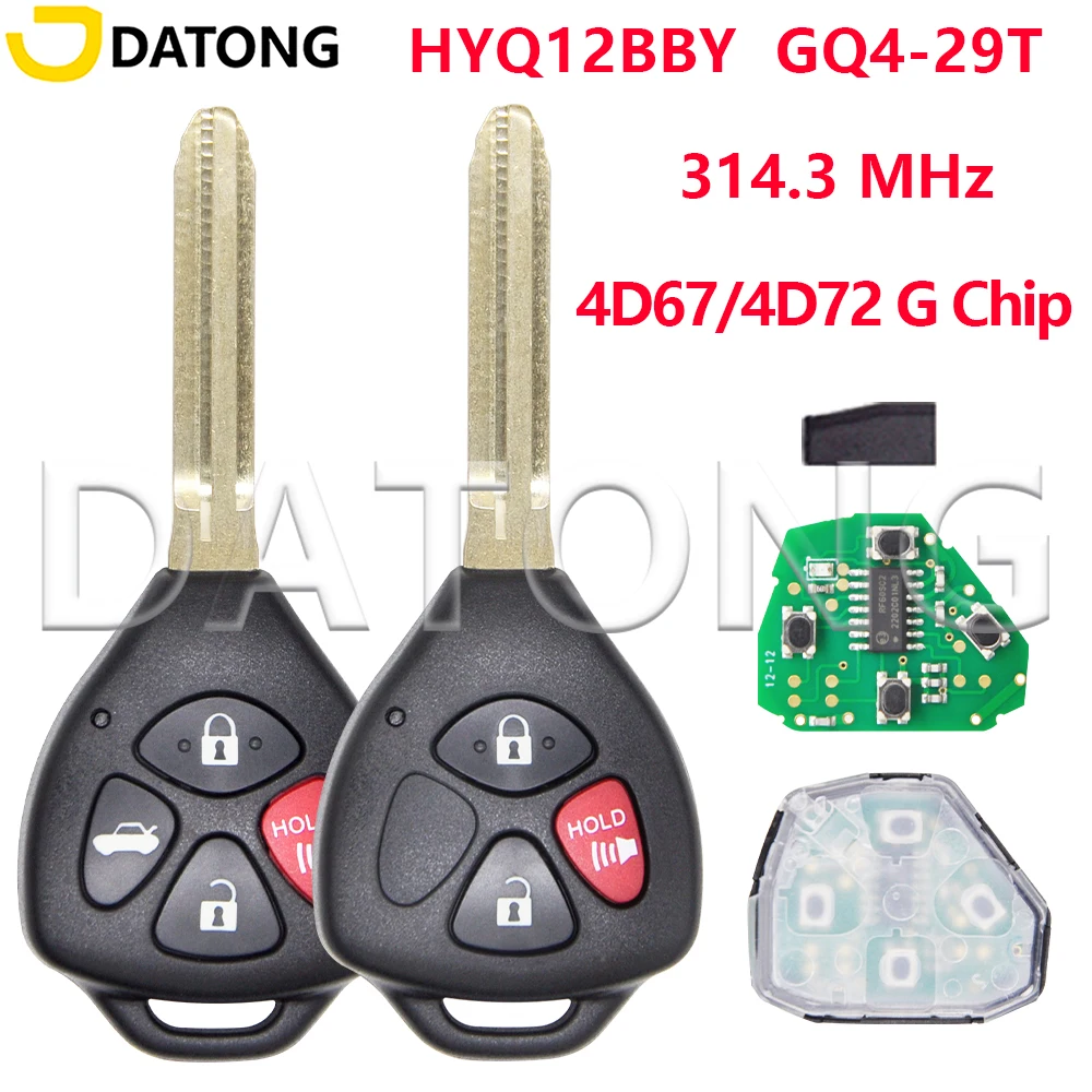 Datong World HYQ12BBY/GQ4-52T 4D67/G Chip 314.3MHz Car Remote Key For Toyota Camry Corolla Avalon  Matrix RAV4 Venza Yari