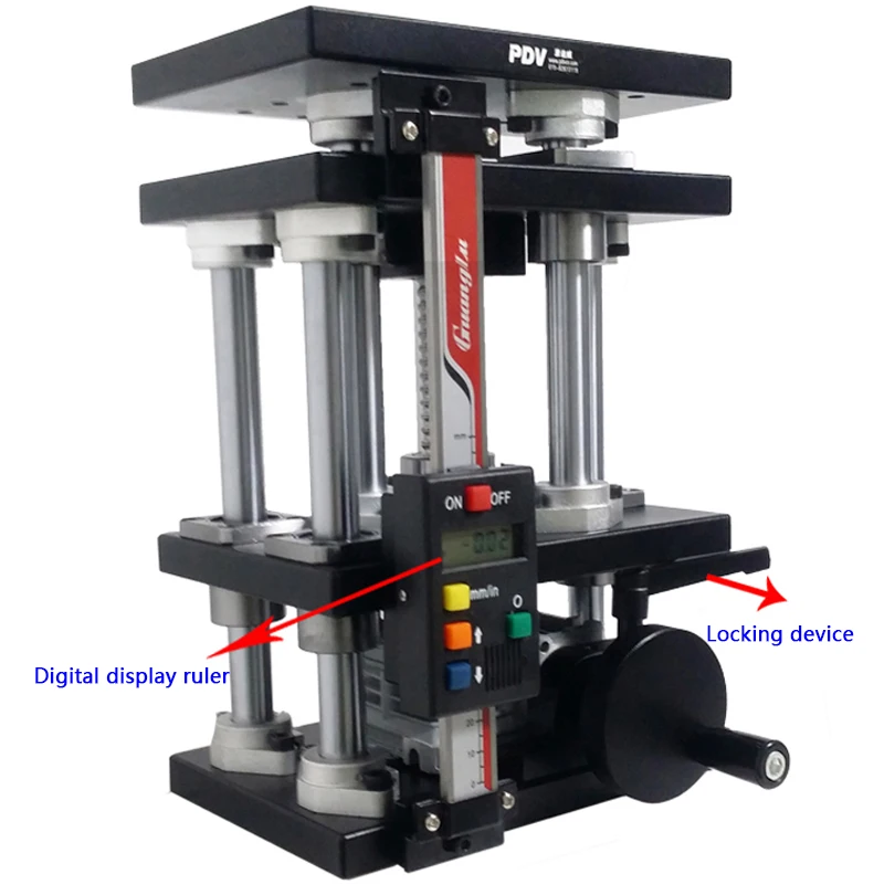 PDV PT-SD419 Precision Manual Lifting Table with Digital Display Ruler Z-axis Lifting Displacement Platform 60mm