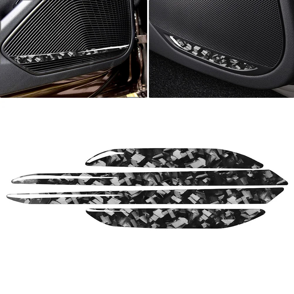 Interior Door Audio Sticker Cover Strip Speaker Horn Trim For Audi A5 2017-2021 ABS Plastic Epoxy Coating Soft Forged Pattern