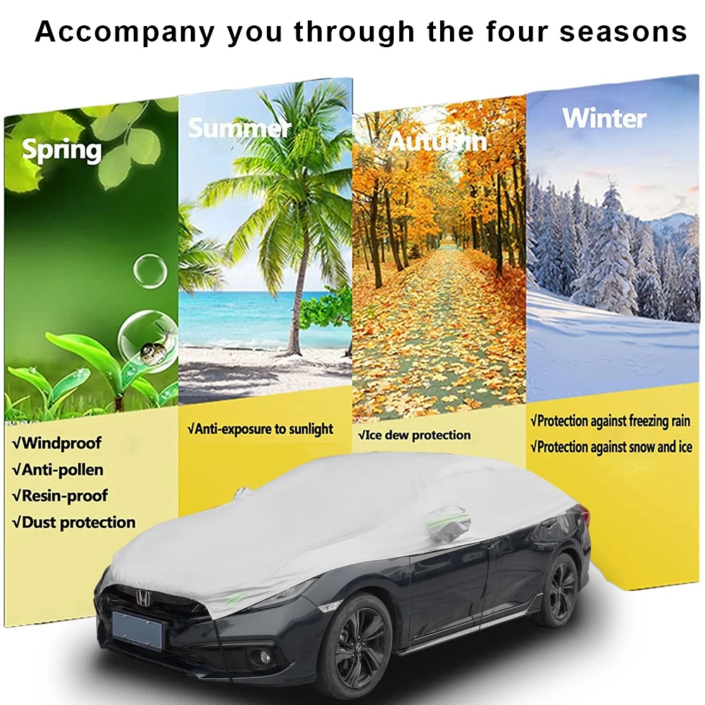 Half Car Body Cover For All Weather Covers Outdoor Waterproof Aluminum Film Dustproof UV Resistant Snowproof For Sedan