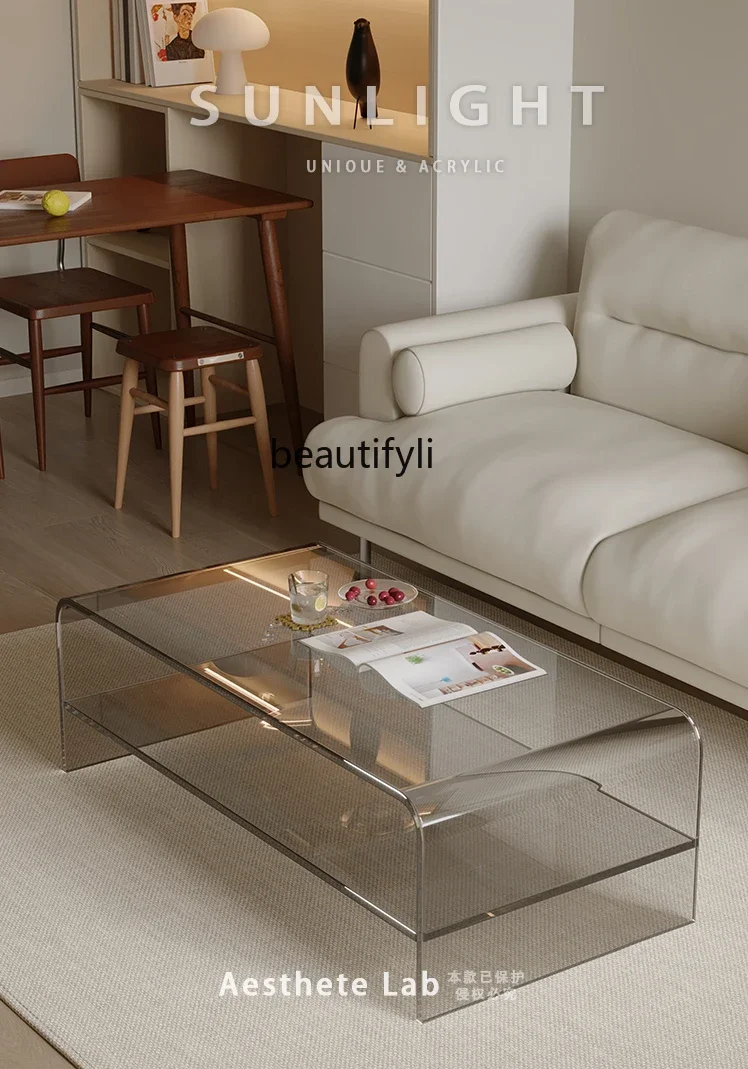 Japanese Home Furnishing Modern Light Luxury Double-layer Coffee Table Living Room Simple Acrylic Small Table